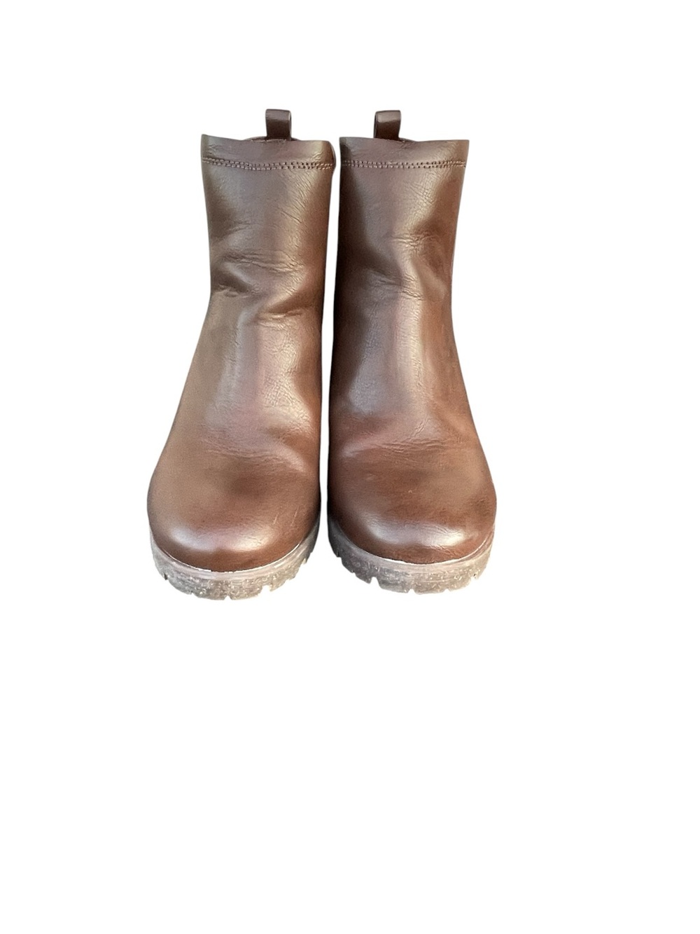Kork-Ease Brown Leather Lug-Sole Ankle Boots